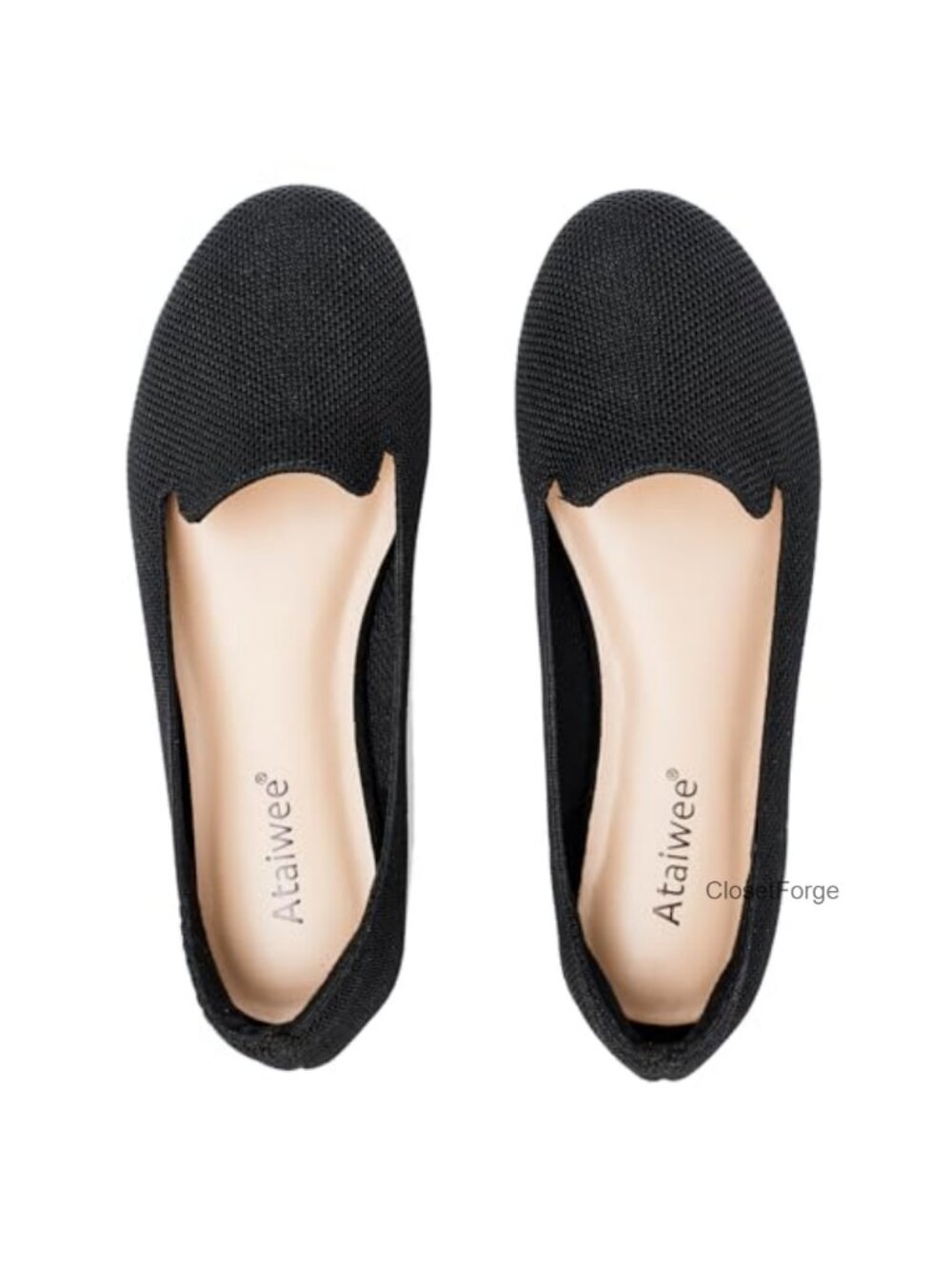 Women's Knit Ballet Flat Shoes Wide Width Slip-On Comfortable